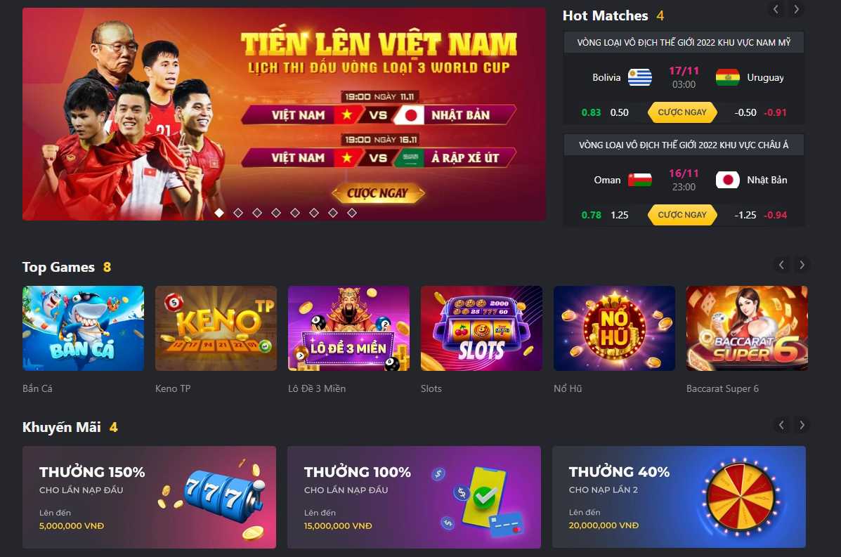 Cổng game trực tuyến được xếp hạng K8vn này cung cấp nhiều lựa chọn cá cược khác nhau - K8vn